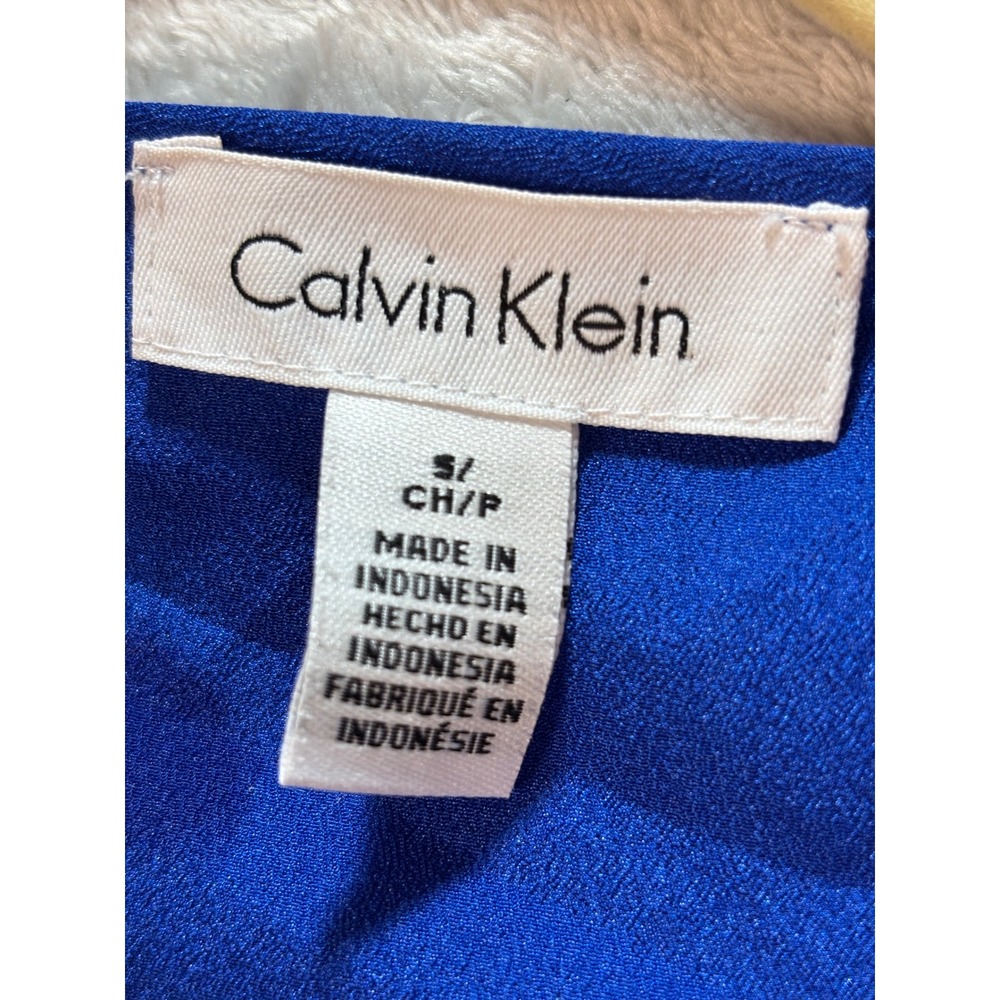 Calvin Klein Women's Zip Up Tunic Blouse Roll Tab Sleeve Royal Blue Size S - Picture 2 of 10